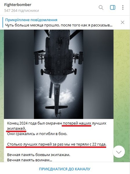 Публікація про втрату Мі-8