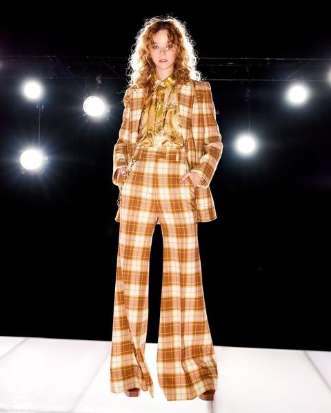 клетчатый брючный костюм, костюм в клетку, тренды осени, модные тренды, клетка