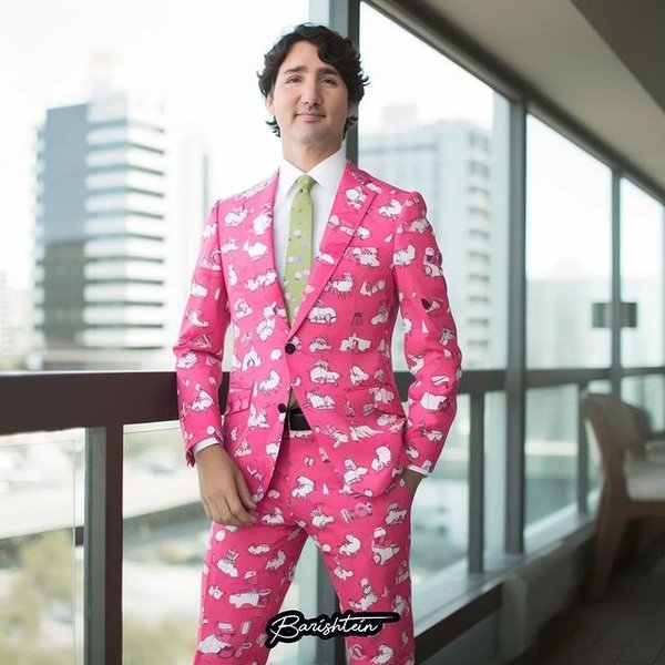 MidJourney, нейросеть, политики в розовом, трюдо