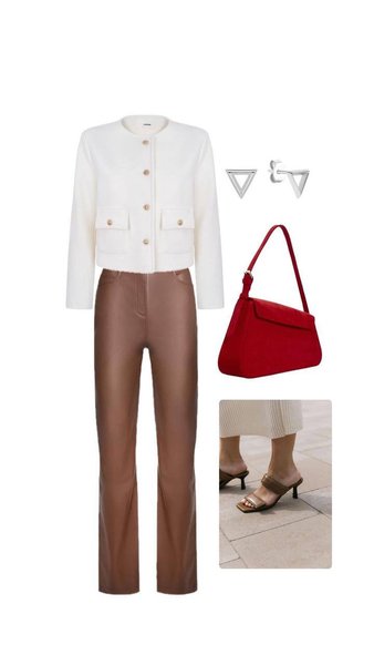 Кожаные брюки + кроп-жакет