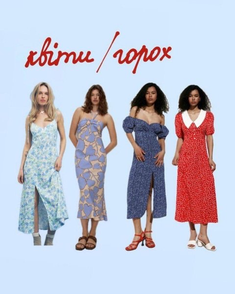сукні, літні сукні, тренди, одяг, образи Квіти/горох