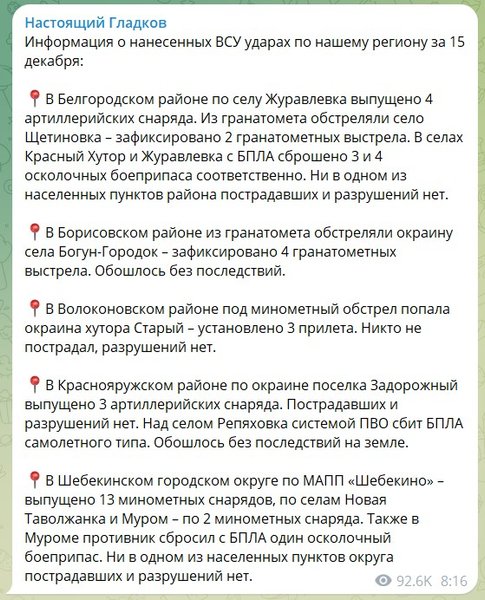 Публикация Вячеслава Гладкова, БПЛА