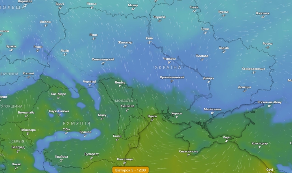 погода 4 грудня, карта Атмосферний фронту 4 грудня