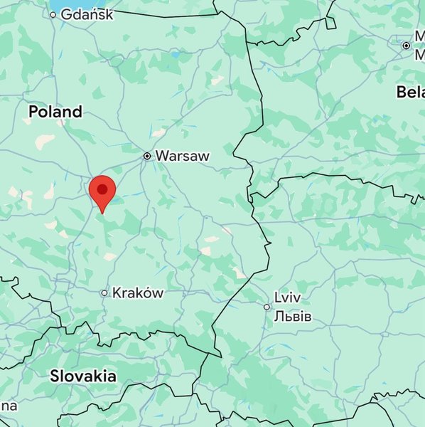 Село Мнішкув на карті Польщі