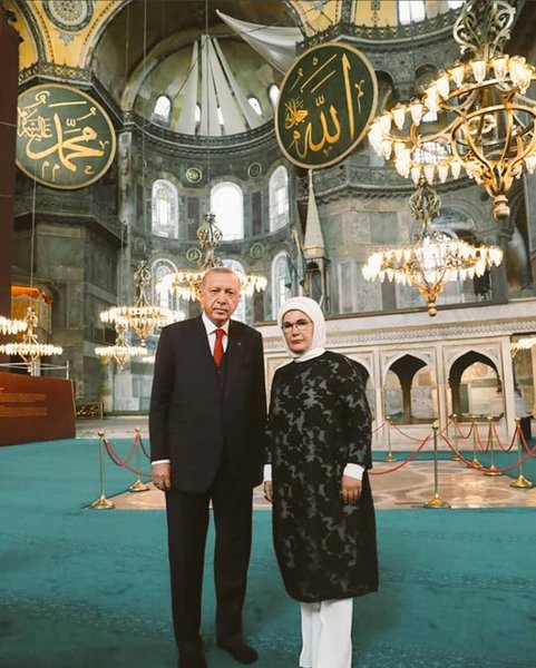 реджеп тайип эрдоган,эмине эрдоган, айя-софья, стамбул