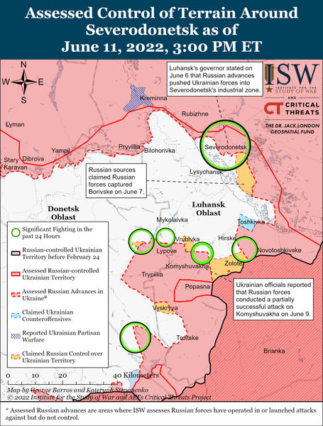 ISW наступление Донбасс штурм Северодонецк Славянск Северск оккупанты вторжение ВСУ