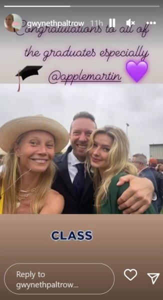 Instagram/gwynethpaltrow/ Еппл Пелтроу на шкільному випускному з Гвінет Пелтроу та Крісом Мартіном