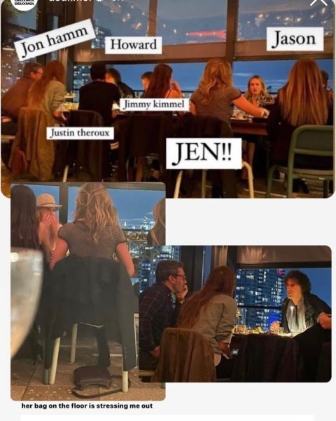 Дженнифер Энистон и Джастин Теру во время ужина. Фото: соцсети