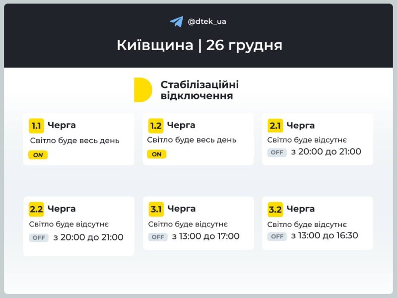 В Україні частково ввели аварійні відключення світла: графіки на 26 грудня