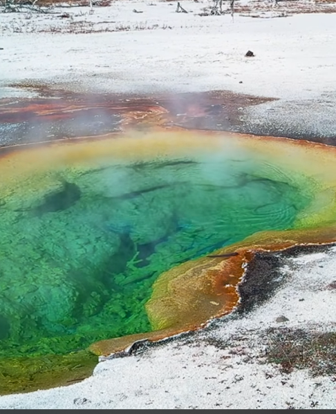 Гейзер, термальний басейн, Єллоустонський національний парк Гейзер, термальний басейн, Єллоустонський національний парк, туристи, пам'ятка, туристи зіпсували басейн, гейзер