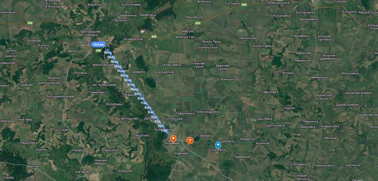 ситуація біля Ольгівка, карта Прорив в Курській області, Ольгівка, 13 серпня, карта