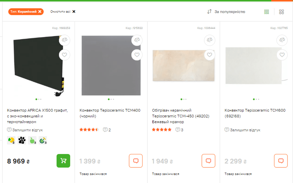 Керамічні обігрівачі