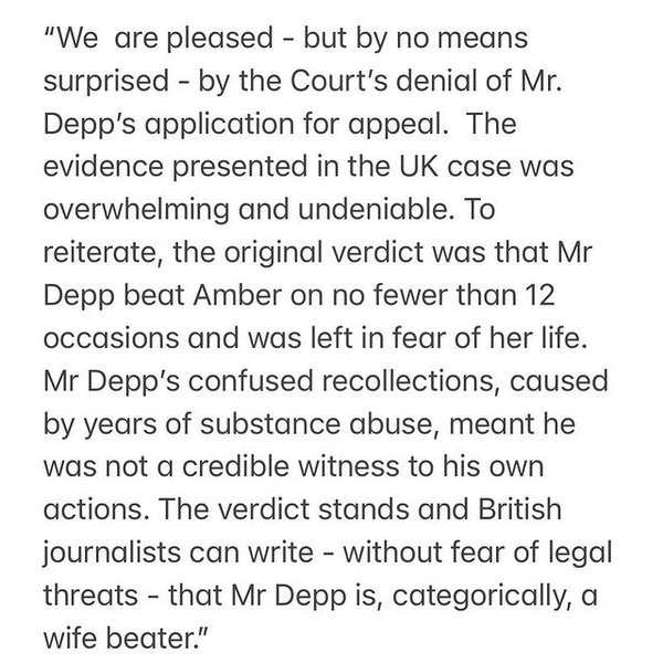 Ембер Херд, заява, адвокати