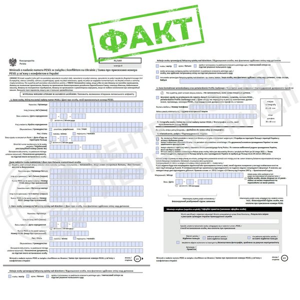 Оригинальная анкета на PESEL не содержит вопросов о политических взглядах