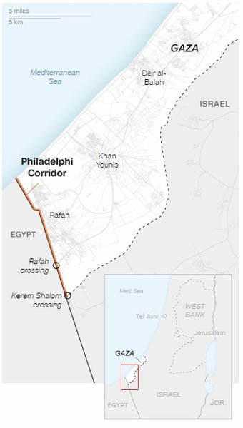 филадельфийский коридор, израиль