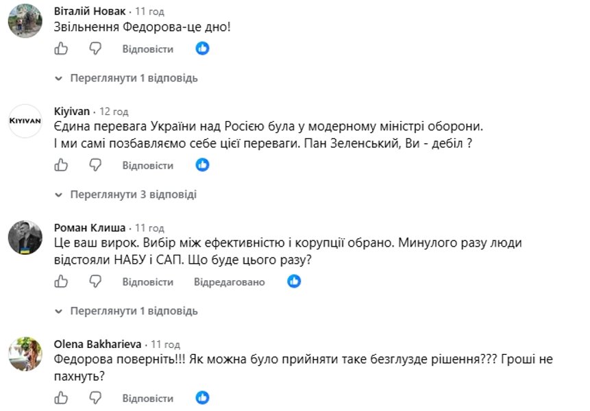 звільнення федорова реакція українців