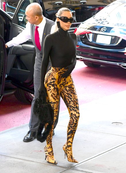 ким кардашьян, модный образ, тигровый принт, тренды осени 2022