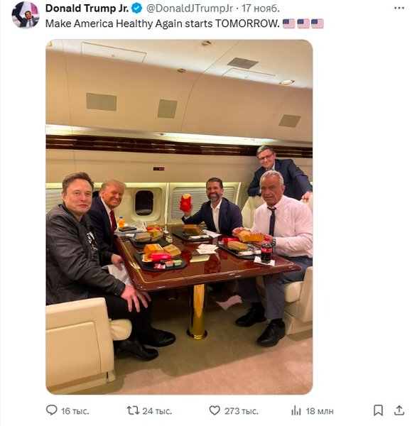 илон маск, картошка фри, дональд трамп, дональд трамп-младший, роберт кеннеди младший