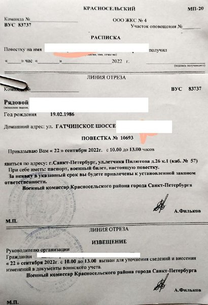 Порядку денна мобілізація Санкт-Петербург військкомати заклик ЗС РФ