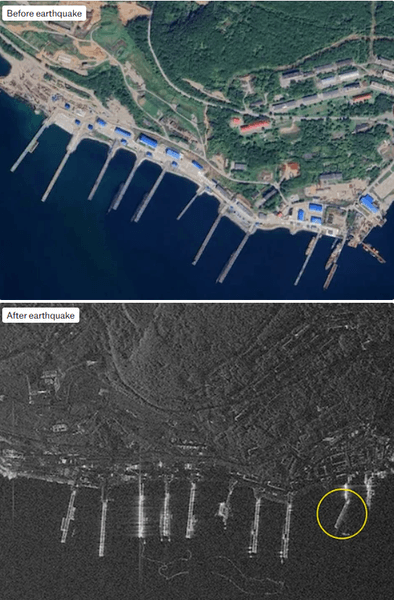 Последствия землетрясения на Камчатке на спутниковых снимках