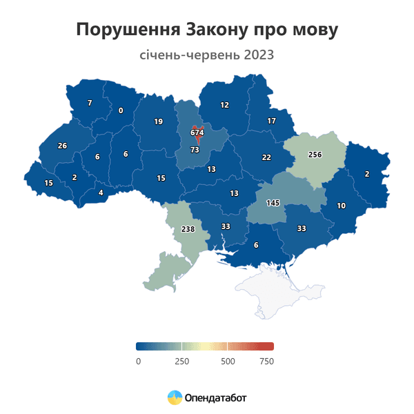 Нарушения закона о языке по регионам