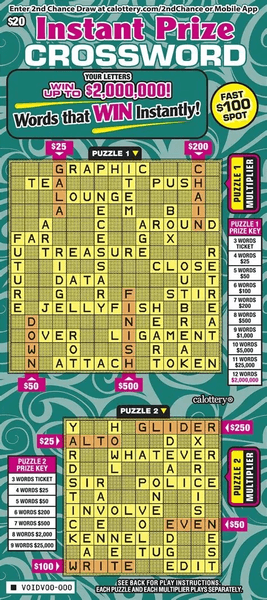 Билет Instant Prize Crossword Scratchers