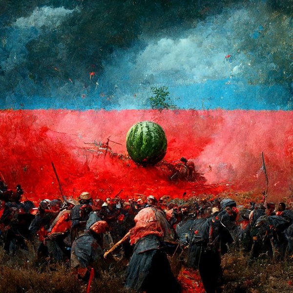 MidJourney, нейромережа, битва за Херсон, кавун, війська