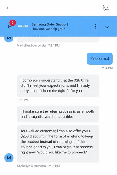 Повернення Samsung Galaxy S26 Ultra
