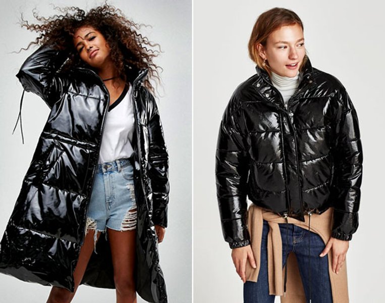 длинный пуховик, блестящий пуховик, тренды пуховиков 2023, модный пуховик