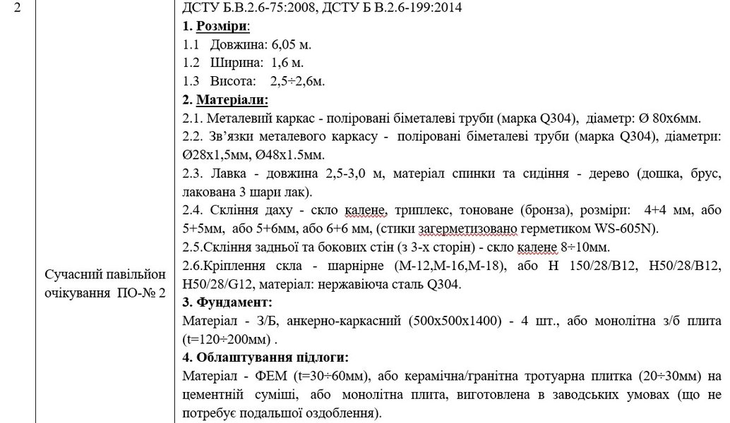 Технические требования для павильона №1 для Киева