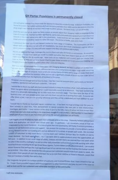 Мясник, трогательное послание, письмо к покупателям, закрытие бизнеса, банкротство, фото, Великобритания