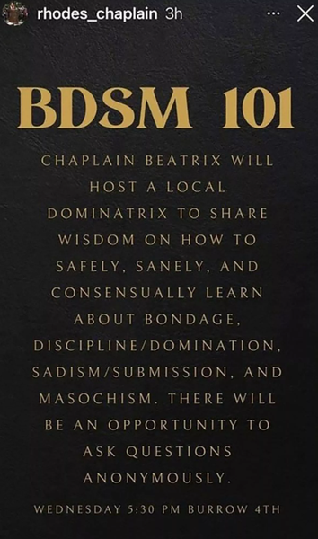 Скандал у Роудс-коледжі з БДСМ-семінаром, сексуальні практики, садизм, мазохізм, домінування, протести, Беатрікс Вейл