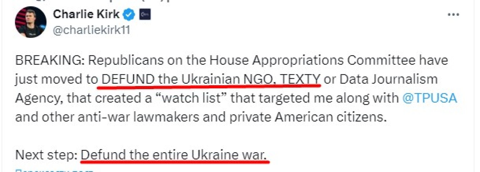 заява засновника протрампістської організації США та Україна, Texty.org.ua, заява, 13 червня, сенатори, Республіканська партія
