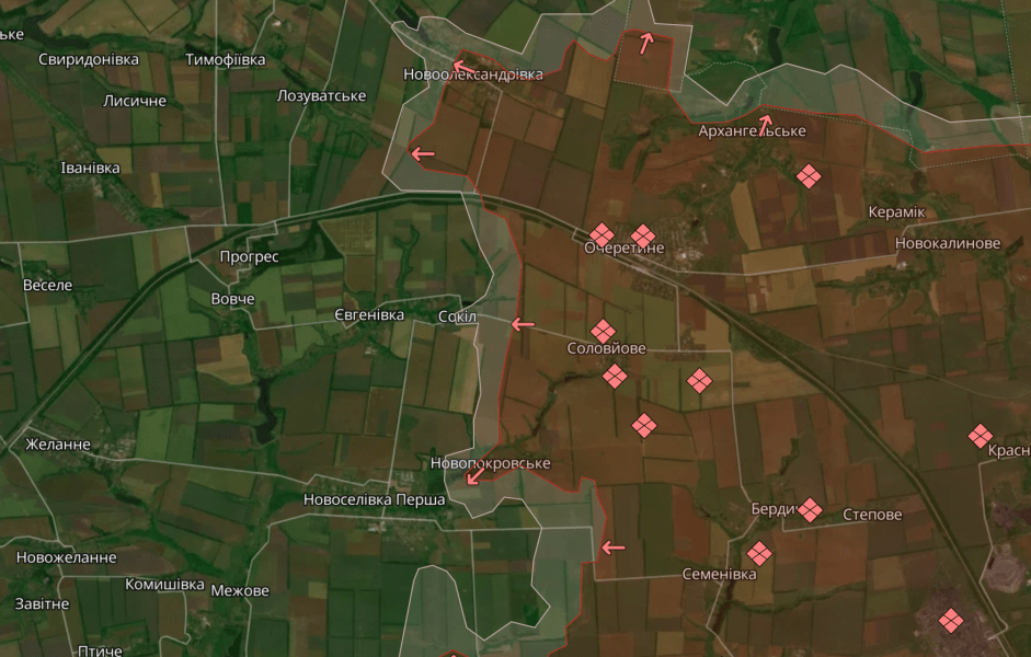 Донбас, Покровський напрямок Карта бойових дій