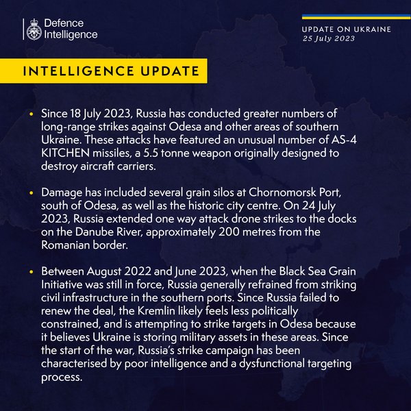 Обстріли Одеси та інших південних міст, розвідка британії