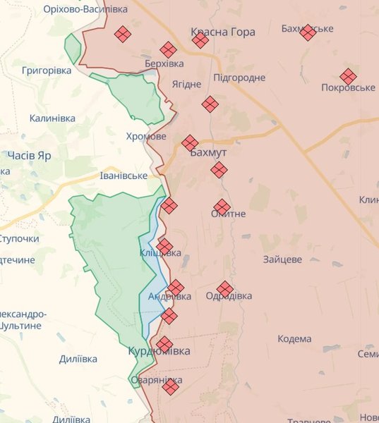 Карта бойових дій, Бахмутський напрямок