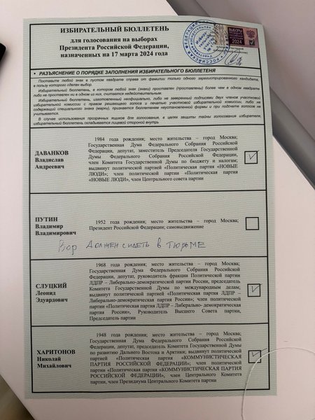 выборы путина рф, выборы, бюлллетень