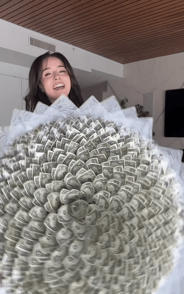 Стримерша, Pokimane, букет из денег, букет из долларов, доллары, инфлюенсер, звезда соцсетей, отмена знаменитости, попала в скандал