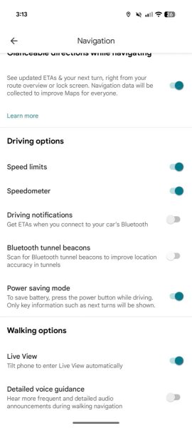 Настройки Гугл Карт после обновления