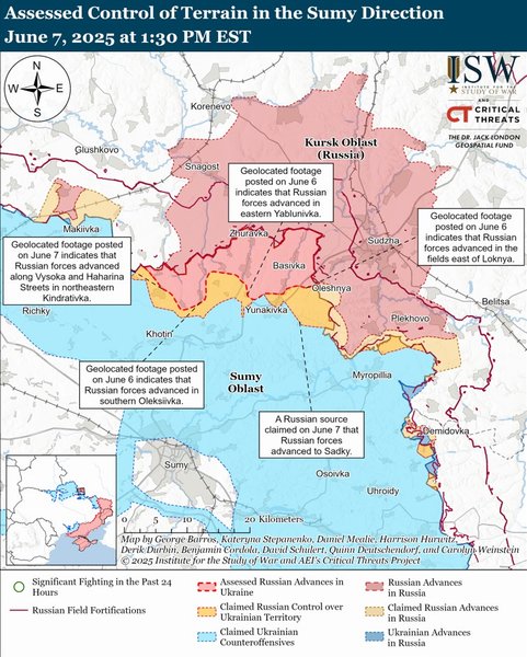 карта ISW бои в Сумской области