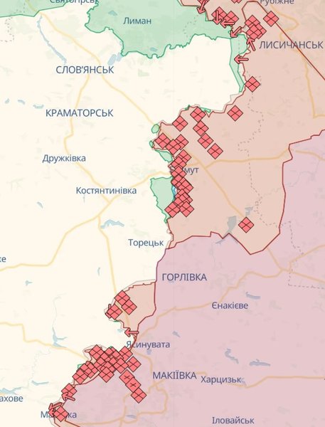 Сватовский отрезок, карта боевых действий