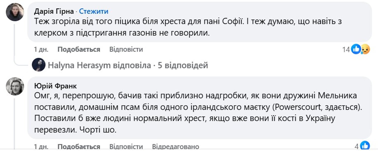 скрин коментаря про собачу могильну плиту