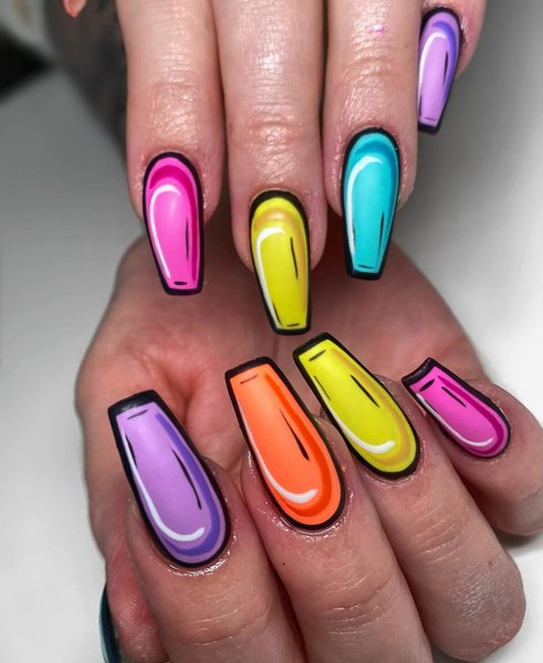 Comic Book Nails, ногти из комикса, 2-D ногти, 2-D маникюр, тренды маникюра, модный маникюр