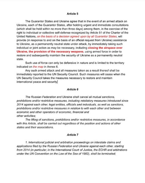 Мирні перемовини, план РФ, Стамбульські перемовини, текст 2022 рік