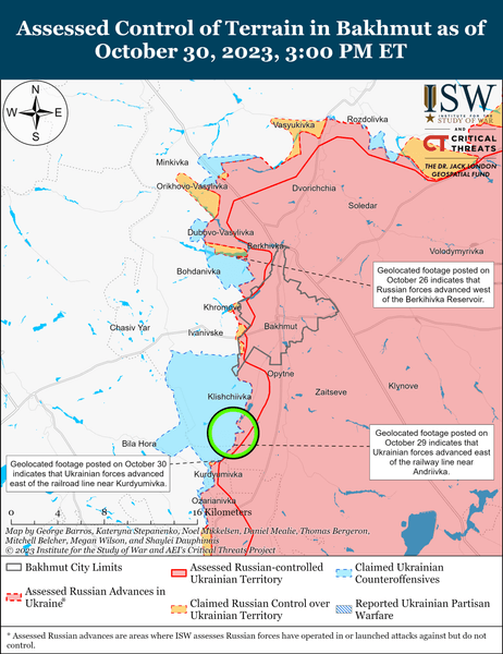 Бахмутський напрямок, карта бойових дій