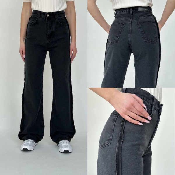 Джинси прямого крою зі швами по боках Джинси прямого крою зі швами по боках