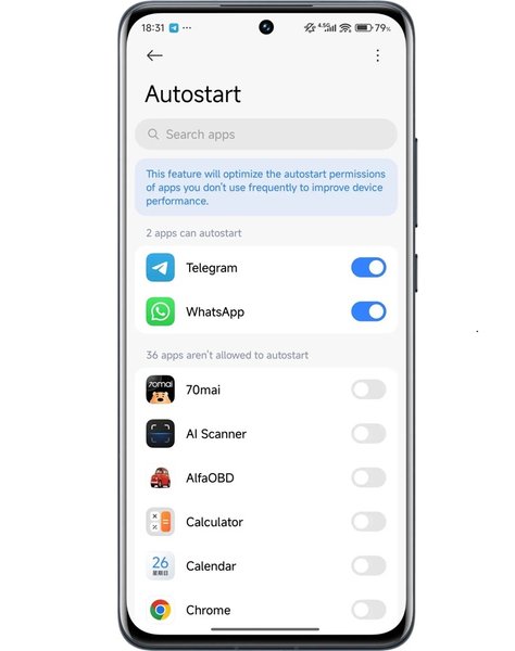 Налаштування автозапуску додатків у HyperOS на телефоні