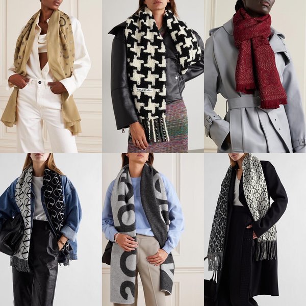 монохромные шарфы, тренды осени, мода