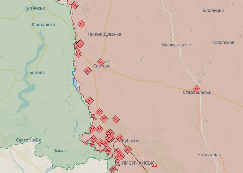 Селище Воронове на актуальній мапі бойових дій