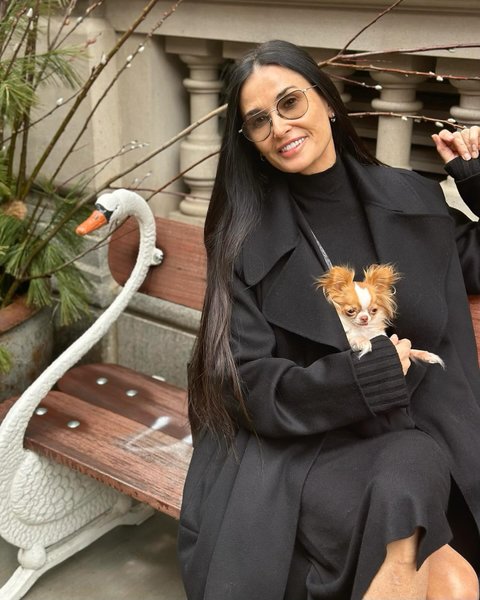 Деми Мур, собачка